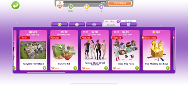 The Sims FreePlay, Online Store